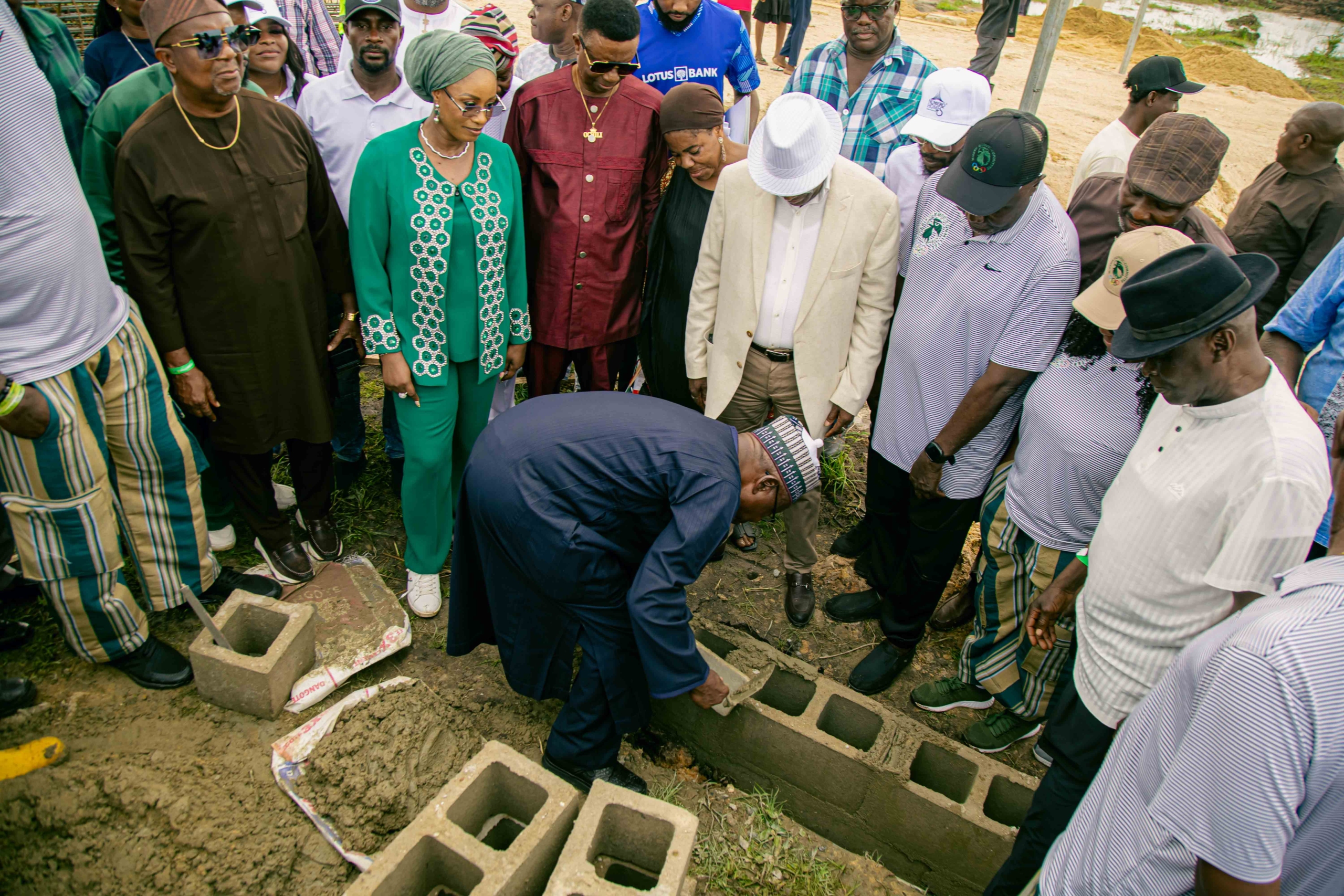 Abu Ahmed Gumel FNSE FNIM OON President of the Nigeria Olympic Committee performing the official groundbreaking ceremony at Olympic City Lagos